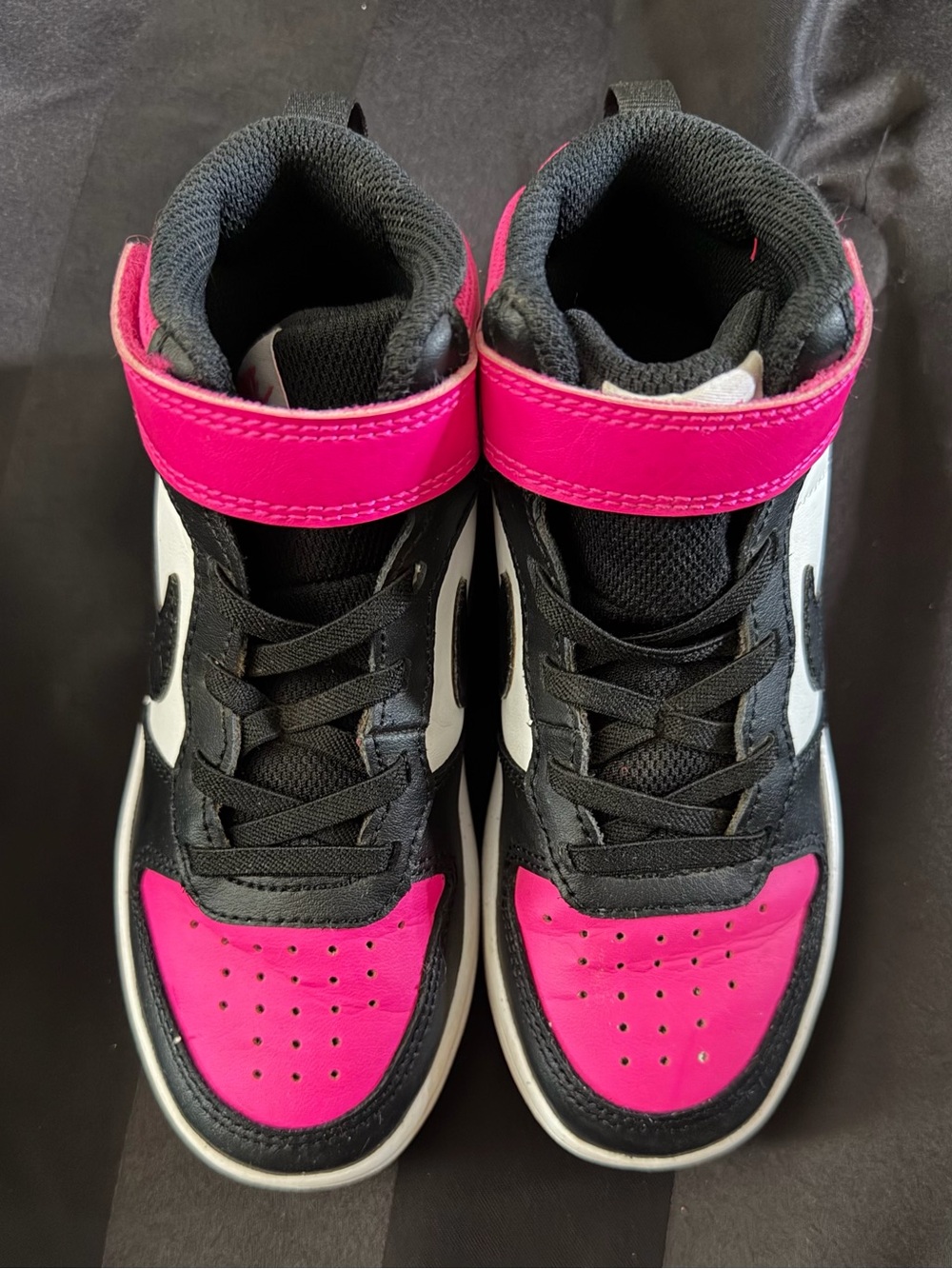 Nike Kids High-Top Sneakers in Pink, Black & White